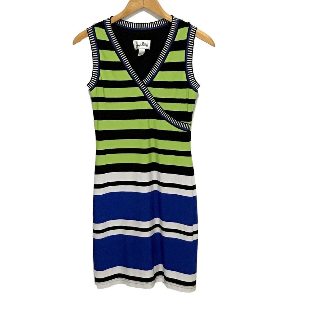 Joseph Ribkoff Dress Stripe 6 Blue Black Stretch